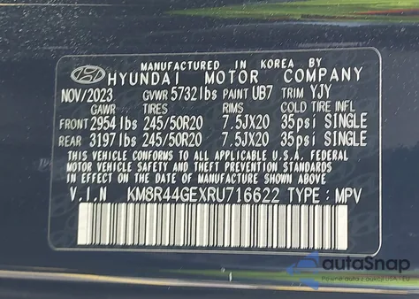 2024 Hyundai Palisade Sel из США, поврежденный, VIN KM8R44GEXRU716622